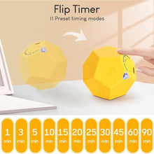 Load image into Gallery viewer, BEBESIRI Mini 12 Sided Cube Timer, 11 Preset Times Pomodoro Timer for Enhanced Productivity. Ideal for ADHD Management, Workout, Study &amp; Kitchen Cooking. Easy to Use (Yellow)_6058
