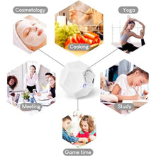 Load image into Gallery viewer, BEBESIRI Mini 12 Sided Cube Timer, 11 Preset Times Pomodoro Timer for Enhanced Productivity. Ideal for ADHD Management, Workout, Study &amp; Kitchen Cooking. Easy to UseWhite_6026
