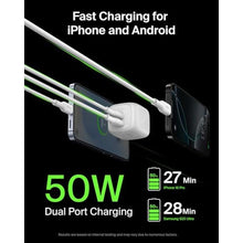 Load image into Gallery viewer, Belkin 50W Dual GaN USB C Charger Block, Fast Charging for Travel, White_571
