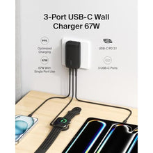 Load image into Gallery viewer, Belkin 67W 3 Port USB C Charger Block, PPS Fast Charging for MacBook, Black_1353
