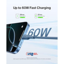 Load image into Gallery viewer, Belkin Eco USB C to USB C 60W Braided Cable 6.6ft iPhone Charger Cord, Blue_1804
