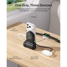 Load image into Gallery viewer, Belkin Stage Powergrip, Magnetic Wireless Charging Camera Grip 9300mAh, Power Bank w/Retractable USB C Cable, Bluetooth, Tripod Attachment, LCD Screen, Portable Charger for iPhone, Google Pixel, etc., Gray_342

