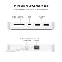 Load image into Gallery viewer, Belkin USB-C 6-in-1 Multiport Hub with Mount, USB-C Docking Station with MicroSD Card Reader, Powered USB Hub, Compatible with MacBook, Chromebook, iMac, PC, and Other USB-C Devices - White_87

