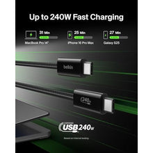 Load image into Gallery viewer, Belkin USB C to USB C 240W Braided Cable 6.6ft Fast iPhone Charger Cord, Black_75
