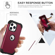 Load image into Gallery viewer, BENTOBEN Compatible with iPhone 15 Pro Max Phone Case 2023, Heavy Duty 3 in 1 Full Body Rugged Shockproof Hybrid Hard PC Soft Rubber Bumper Drop Protective Girls Women Boys Men Cover, Wine Red/Black_343
