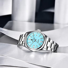 Load image into Gallery viewer, BENYAR Classic Men's Automatic Mechanical Watch Stainless Steel Strap Waterproof Luminous Simple Business Sports Wristwatch, LIGHTBLUE_1415
