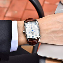 Load image into Gallery viewer, BENYAR Rectangle Wrist Watch for Men with Leather Strap, Men's Retro Fashion Casual Classic Watches Perfect Gifts for Friend, GBrownWhite_1686
