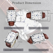 Load image into Gallery viewer, BENYAR Rectangle Wrist Watch for Men with Leather Strap, Men's Retro Fashion Casual Classic Watches Perfect Gifts for Friend, GBrownWhite_1687
