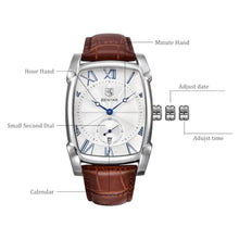 Load image into Gallery viewer, BENYAR Rectangle Wrist Watch for Men with Leather Strap, Men's Retro Fashion Casual Classic Watches Perfect Gifts for Friend, GBrownWhite_1688
