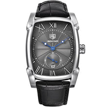 Load image into Gallery viewer, BENYAR Waterproof Classic Rectangle Case Vintage Design Watches Leather Strap Business Casual Wrist Watch for Men(5114 Black)_1
