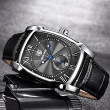 Load image into Gallery viewer, BENYAR Waterproof Classic Rectangle Case Vintage Design Watches Leather Strap Business Casual Wrist Watch for Men(5114 Black)_1386
