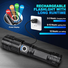 Load image into Gallery viewer, BERCOL Flashlights High Lumens Rechargeable, 990,000 Lumens Super Bright Led Flashlight with 5 Modes, IPX6 Waterproof Powerful Flash Light Multifunctional Flashlights for Home Emergecies Camping, Black_110
