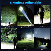 Load image into Gallery viewer, BERCOL Flashlights High Lumens Rechargeable, 990,000 Lumens Super Bright Led Flashlight with 5 Modes, IPX6 Waterproof Powerful Flash Light Multifunctional Flashlights for Home Emergecies Camping, Black_111
