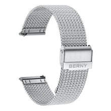 Load image into Gallery viewer, BERNY Stainless Steel Mesh Watch Band for Men Women, Quick Release Adjustable Milanese Watch Straps, Solid Metal Watch Bracelet with Double Safety Clasp 18mm 20mm 22mm 24mm, Silver_1
