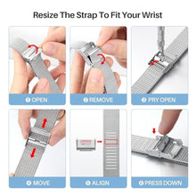 Load image into Gallery viewer, BERNY Stainless Steel Mesh Watch Band for Men Women, Quick Release Adjustable Milanese Watch Straps, Solid Metal Watch Bracelet with Double Safety Clasp 18mm 20mm 22mm 24mm, Silver_1040

