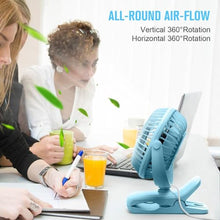 Load image into Gallery viewer, BESKAR USB Clip on Fan, Portable Small Desk Fan with Cord Powered, SkyBlue_890
