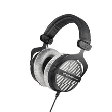 Load image into Gallery viewer, beyerdynamic DT 990 PRO, 250 Ohm, Open Back, Over Ear, Wired Headphones, 3m Coiled Cable, Black with Grey Velour Ear Pads, Gray_1

