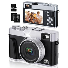 Load image into Gallery viewer, Bifevsr 4K Digital Camera with Viewfinder &amp; Dial, 48MP Vlogging Camera for Photography and Video Autofocus Anti-Shake, Travel Portable Digital Camera with Flash SD Card 2 Batteries, 16X Zoom Camera, Black_1
