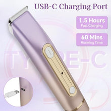 Load image into Gallery viewer, Bikini Trimmer for Women, 2-in-1 Dual Head Electric Razor, IPX6 Waterproof Wet/Dry Use Women Electric Shaver, Painless Body Hair Trimmer, Facial &amp; Pubic Hair Remover for Underarm, Leg, Arm, Purple_544

