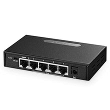 Load image into Gallery viewer, Binardat 5 Port Gigabit POE Switch, 4 Ports 1000Mbps IEEE802.3af/at, 1 Uplink, 65W Power Supply, Mini Metal Case Unmanaged Plug and Play, black_1
