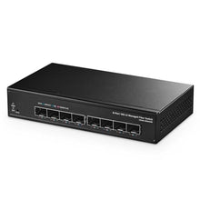 Load image into Gallery viewer, Binardat 8 Port 10 Gigabit SFP+ Managed Switch, Supports 1G/10G SFP+ Module, 160Gbps Bandwidth, Web L3 Managed, Fanless Fiber Desktop Network Switch Metal, Black_1
