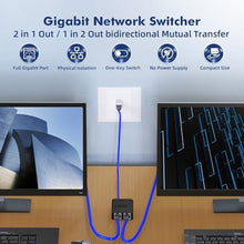 Load image into Gallery viewer, Binardat Gigabit Network Switcher, Passive Ethernet Selector, in/Out to A or B Network, Bidirectional Manual Switcher, No Power Required, Black_3193

