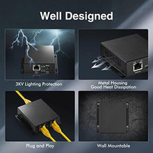 Load image into Gallery viewer, Binardat Gigabit PoE Extender Passthrough Switch, 1 in 2 Out, IEEE802.3af/at/bt Powered Max 60W, Hi-PoE 90W, 10/100/1000Mbps, Metal Small Wall Mount, 1000M 60W, black_6788
