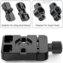 Load image into Gallery viewer, Bipod Arca Mount, ARCA Rail Bipod Adapter Support Atlas NC Bipods and Harris Style, Clamp Compatible Arca Swiss Rails and Quick Release Plates, WEYLLAN AB45 for Tripod Ball Heads, Black_4524
