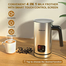 Load image into Gallery viewer, BIZEWO Milk Frother Electric, Warm and Cold Milk Steamer, 4 IN 1 Automatic Milk Warmer Stainless Steel with Touch Screen for Coffee, Latte, Macchiato, Cappuccino, Hot Chocolate, Silver_6997
