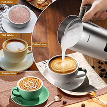 Load image into Gallery viewer, BIZEWO Milk Frother Electric, Warm and Cold Milk Steamer, 4 IN 1 Automatic Milk Warmer Stainless Steel with Touch Screen for Coffee, Latte, Macchiato, Cappuccino, Hot Chocolate, Silver_6998
