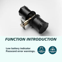 Load image into Gallery viewer, Black Door Knobs with Digital Keypad Lock, Electronic Door Lock with Handle for Home, Bedroom, Apartment, Garage, Office, MatteBlack_6371
