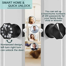 Load image into Gallery viewer, Black Door Knobs with Digital Keypad Lock, Electronic Door Lock with Handle for Home, Bedroom, Apartment, Garage, Office, MatteBlack_6374

