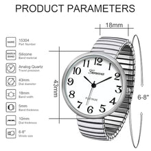 Load image into Gallery viewer, Blekon Collections New Super Large Face Stretch Band Japanese Movement PC21J Fashion Watch (Brushed Silver), BrushedSilver_8012

