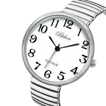 Load image into Gallery viewer, Blekon Collections New Super Large Face Stretch Band Japanese Movement PC21J Fashion Watch (Brushed Silver), BrushedSilver_8015
