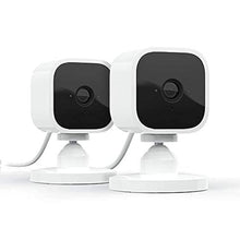 Load image into Gallery viewer, Blink Mini - Compact indoor plug-in smart security camera, 1080p HD video, night vision, motion detection, two-way audio, easy set up, Works with Alexa 2 cameras (White)_1
