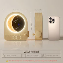 Load image into Gallery viewer, blonbar Sunrise Alarm Clocks for Bedrooms, Stepless Dimmable Moon Lamp Dual Alarm Clock with 12Levels Volume for Heavy Sleepers, 10 Natural Sounds with 30/60/90mins Timer, Gifts for Women, woodgrain_6475
