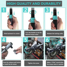 Load image into Gallery viewer, BLUEMARS Heavy-Duty 60-330NM 8PCS 1/2" Sq Drive Click Torque Wrench Set Dual-Direction Adjustable Car Wheel Torque Wrench (17mm,19mm,21mm,24mm), Greyblue_5334
