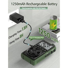Load image into Gallery viewer, Bluetooth AM FM Shortwave Radio with NOAA Weather Alert,1250mAh Rechargeable Portable Pocket Radio with Best Reception,5W Big Speaker, Digital Tuner and Earphone,Support SD Card and USB MP3 Player, Green_3972
