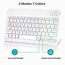 Load image into Gallery viewer, Bluetooth Keyboard and Mouse Combo for iPad - Rechargeable Wireless Keyboard &amp; Mouse with 7-Color Backlit Compatible with iPad 9th/8th Gen, iPad Pro/Air/Mini, iPhone14/13/12 Pro, White_6897
