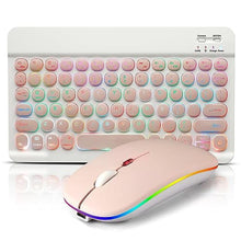 Load image into Gallery viewer, Bluetooth Keyboard and Mouse Combo for iPad - Rechargeable Wireless Keyboard &amp; Mouse with 7-Color Backlit Compatible with iPad 9th/8th Gen, iPad Pro/Air/Mini, iPhone14/13/12 Pro, Round Keys Pink_1
