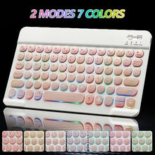 Load image into Gallery viewer, Bluetooth Keyboard and Mouse Combo for iPad - Rechargeable Wireless Keyboard &amp; Mouse with 7-Color Backlit Compatible with iPad 9th/8th Gen, iPad Pro/Air/Mini, iPhone14/13/12 Pro, Round Keys Pink_6666
