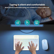 Load image into Gallery viewer, Bluetooth Keyboard and Mouse Combo for iPad - Rechargeable Wireless Keyboard &amp; Mouse with 7-Color Backlit Compatible with iPad 9th/8th Gen, iPad Pro/Air/Mini, iPhone14/13/12 Pro,(10 inch Blue)_6464
