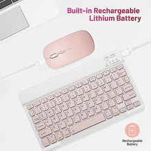 Load image into Gallery viewer, Bluetooth Keyboard and Mouse Combo Rechargeable Portable Wireless Keyboard Mouse Set for Apple iPad iPhone iOS 13 and Above Samsung Tablet Phone Smartphone Android Windows (10 inch Pink)_6717
