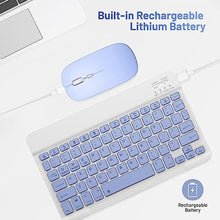 Load image into Gallery viewer, Bluetooth Keyboard and Mouse Combo Rechargeable Portable Wireless Keyboard Mouse Set for Apple iPad iPhone iOS 13 and Above Samsung Tablet Phone Smartphone Android Windows (10 inch Purple)_6738
