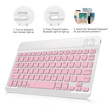 Load image into Gallery viewer, Bluetooth Keyboard Compatible with iPad 10th Generation, Rechargeable Portable 10 inch Wireless Keyboard for iPhone, iPad mini, Samsung Tablets Keyboards Ultra-Slim, Travel Office Computer Accessories, Pink_1192
