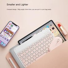 Load image into Gallery viewer, Bluetooth Keyboard Compatible with iPad 10th Generation, Rechargeable Portable 10 inch Wireless Keyboard for iPhone, iPad mini, Samsung Tablets Keyboards Ultra-Slim, Travel Office Computer Accessories, Pink_1194
