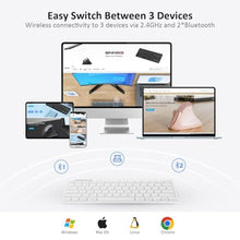 Load image into Gallery viewer, Bnnwa Multi-Device Wireless Bluetooth Keyboard Compact Slim Wireless Keyboards Compatible with Windows, Mac, Android, iPad, Easy-Switch up to 3 Devices, Dual-Mode (2 x Bluetooth + USB 2.4G) (White)_728
