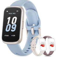 Load image into Gallery viewer, BOALZETD Fitness Tracker with 24/7 Heart Rate Monitor, Sleep Tracker - 3 ATM Waterproof Fitness Watch Calorie Step Counter Smart Watch Includes 3 Sport Bands for Android iOS Women Men, Starlight/Blue, StarlightBlue_1

