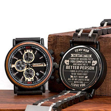 Load image into Gallery viewer, BOBO BIRD S18-1 Personalized Engraved Wood Watch Customized Wooden Watches for Husband Boyfriend Birthday Anniversary (Man-2)_8519
