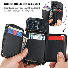 Load image into Gallery viewer, Bocasal Crossbody Wallet Case for iPhone 14 Pro Max, RFID Blocking PU Leather Zipper Handbag Purse Flip Cover, Kickstand Folio Case with Card Slots Holder Wrist Strap Lanyard 5G 6.7 Inch (Black)_7707

